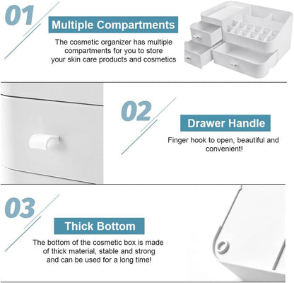 REFORUNG Makeup Organizer with Drawers Makeup Organizer Storage Container Makeup Organizer 28 x 18 cm Plastic Cosmetic Organizer for Cosmetics, Jewellery and Accessories