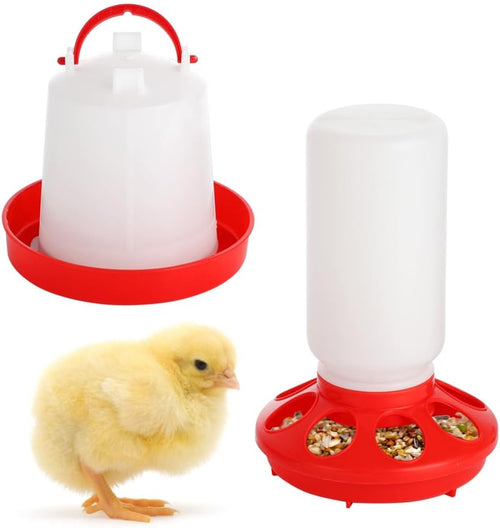 Set di mangiatoia da 1 l e abbeveratoio da 2 l per pulcini, kit da appendere automatico per nutrire e innaffiare polli e anatre in allevatrici