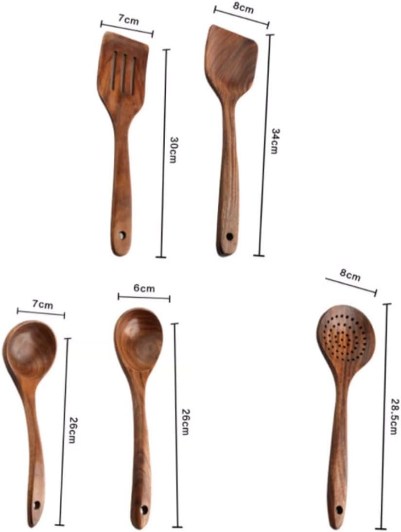 NSTVVEE Kitchen Utensils Wooden Kitchen Spoons Spatulas Gadgets Baking Tools Kitchen Pots Set of 5 Pieces