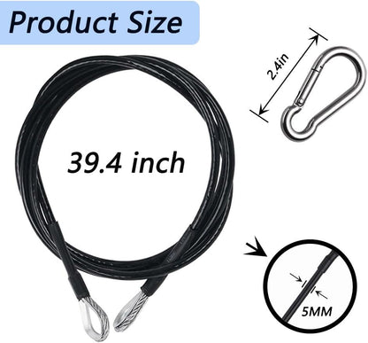 TONLOOEEL 2 Pack 39 Inch Fitness Extension Cable,Fitness Extension Rope Attachments Home Gym Cable Pulley System Fitness Cable for Tricep Pull Down and Leg Exercise Home Gym Machine Accessories