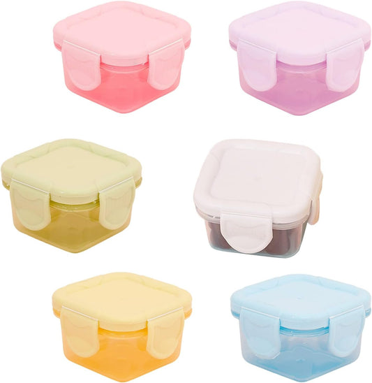 6pcs Salad Dressing Containers to Go Small Plastic Condiment Container with Leak proof Lids 2oz Reusable Mini Food Storage Containers for Lunch Bento Box Picnic Travel