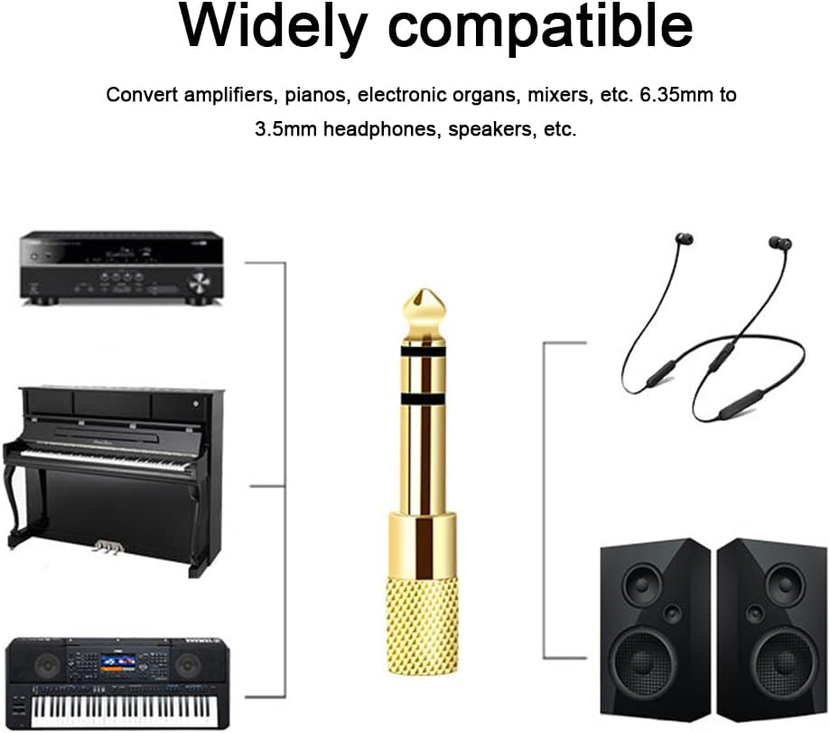 3.5 mm Male to 6.35 mm Female and 6.35 mm Male to 3.5 mm Female Stereo Jack Adapter Plated, Jack Adapter 6.3 3.5 Headphone Amplifier Compatible with Guitar Electronic Keyboards Headphones
