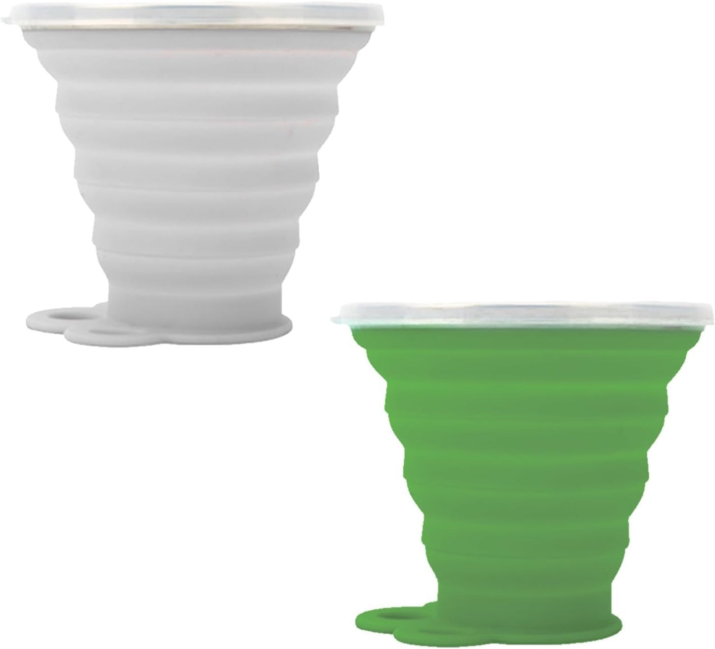 Rstigiker Silicone Folding Cup,2 Collapsible Travel Mugs,Portable Mug with Lids,270ML Lightweight Travel Cup,Space Saving Retractable Cups,Reusable Cup for Picnics,Camping,Outdoor (Gray&Green)