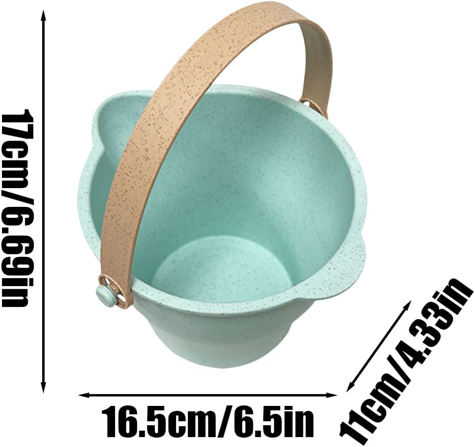 Toddler Beach Toys, Sand Box Castle Play Beach, Buckets Sand Toy Set Shovels, Molds, Sandbox Tool Kit with Mesh Bag for Outdoor, 6.69 x 6.5 x 4.33 Inches, Green