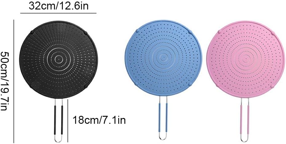 IOIUSKKU Effortless Cleaning with Food Grade Silicone Oil Baffle Splatter Screen for Frying Pan Stainless Steel Kitchen Gadgets, Pink