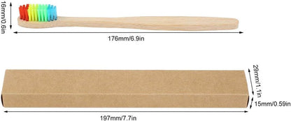 Colorful Hair + Bamboo Handle Toothbrush Environment Wooden Rainbow Bamboo Toothbrush Oral Care Soft Bristle Unisex - Wood Color+Colorful