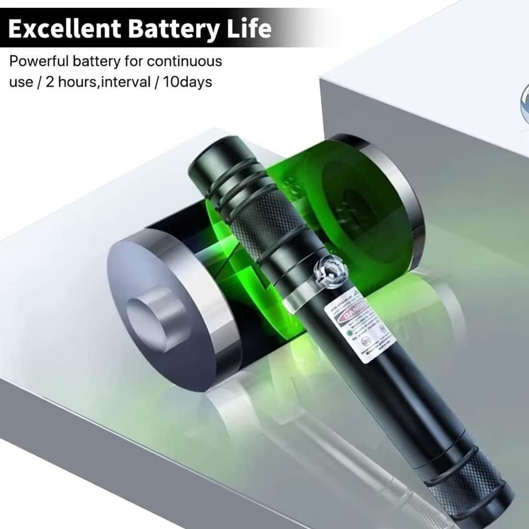 Professional Rechargeable Flashlight Long Distance Range Light for TV/LED/LCD Screens, Tactical Flashlights for Outdoors Astronomic Constructions Indoor Presentation Office (Green)