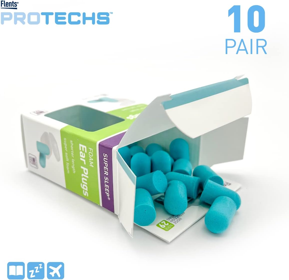 Flents Super Sleep Comfort Foam Ear Plugs/Earplugs | 10 Pair | Case Included | NRR 29 | Made in The USA