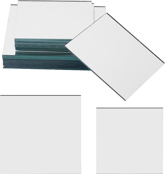 PH PandaHall 20pcs Square Shape Glass Mirror Tiles for Folding Moulds for Compact Mirrors, Home Decor and DIY Crafts, 76/100mm