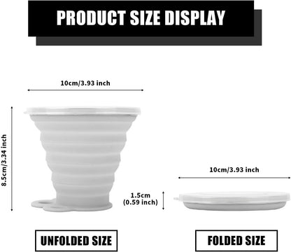 Rstigiker Silicone Folding Cup,2 Collapsible Travel Mugs,Portable Mug with Lids,270ML Lightweight Travel Cup,Space Saving Retractable Cups,Reusable Cup for Picnics,Camping,Outdoor (Gray&Green)