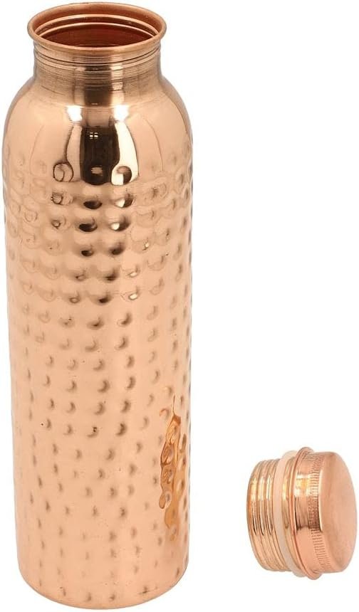 Hand Crunch Pure copper drinkware water dispenser - 8L- hammered finish- Pot ayurveda health healing 8 Liter storage capacity water container tank with 2 matching tumbler glasses & 1 copper Bottle