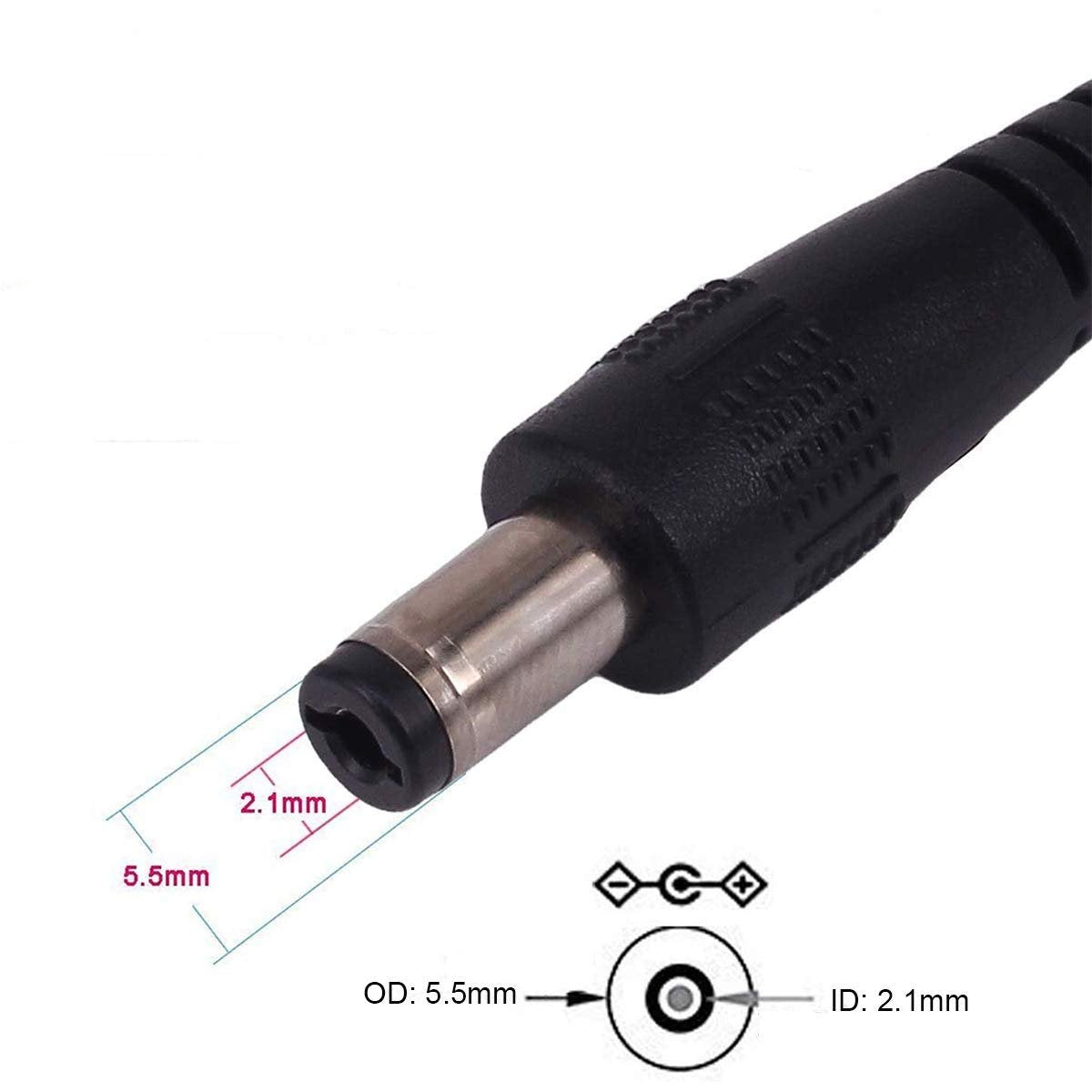 RUITEXUN USB to DC 5.5mm Cable, USB 2.0 A Type Male to DC 5.5mm x 2.1mm DC 5V Power Plug Connector Cable USB to 5V Power Charging Adapter Cable