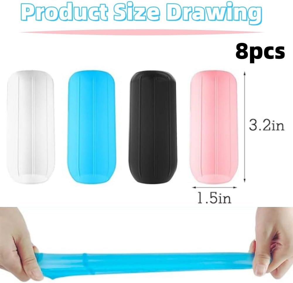 Jindizi 8Pcs Reusable Silicone Leak Proof Sleeves Elastic Sleeves, Elasticity Silicone Leak Locks for Travel Sized Toiletries Skins,Travel Bag and Carry-on Luggage (Blue/Black/White/Pink)