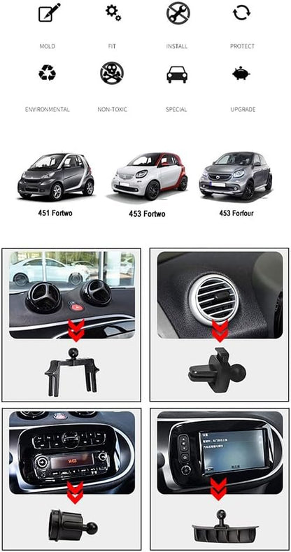 NICKAL Car Mobile Phone Holder, for Smart 453 451 Fortwo Forfour Extendable Stable, Robust 360° Rotation Arm 2023, 453 Navigation Screen
