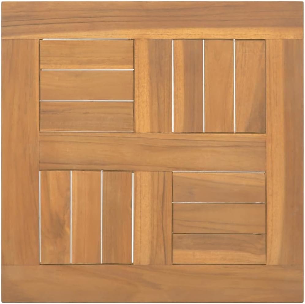vidaXL Square Table Top 40x40x2.5 cm - Solid Teak Wood, Replaceable Table Top Suitable for Home and Commercial Use, Easy to Clean - Brown