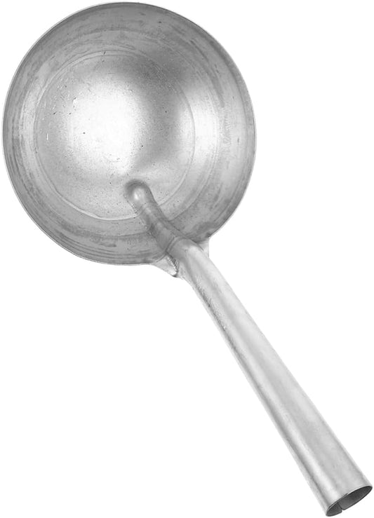 Abaodam Heavy Duty Iron Ladle for Feeding and Watering Reusable Soup Spoon with Ergonomic Handle Durable and Polished Surface for Farm and Garden Use