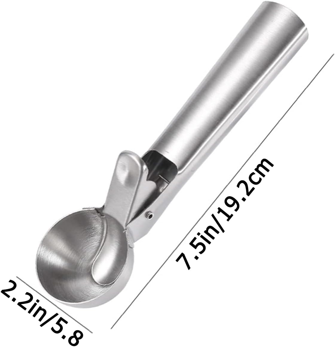 Folmywy 19.2 cm Ice Cream Scoop Trigger Lever Home Kitchen Gadgets Stainless Steel Portable DIY Baking Making Tool Fruits Melons Cookie Cupcake Muffin Meatball