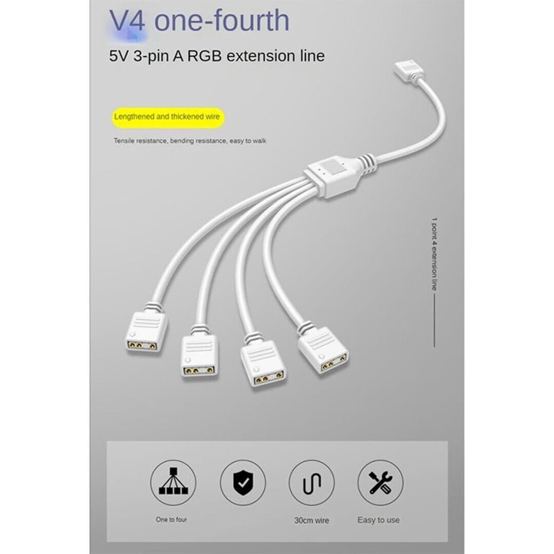 Coolmoon ARGB Splitter 5V 3 Pin Connector 1 to 4 (White)