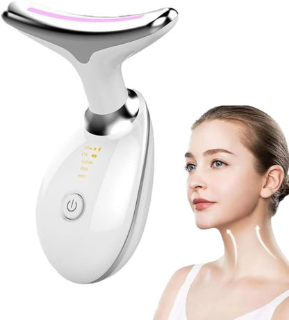 Poemtian Portable Neck and Face Massager, Multifunctional Facial Massage Tool, Micro Glow Face Sculptor, 7 Color Led Face Neck Massager for Skin Care Routine At Home, Easy To Use