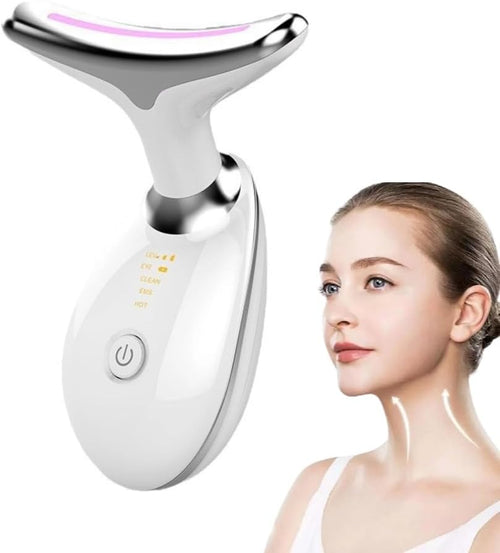 Poemtian Portable Neck and Face Massager, Multifunctional Facial Massage Tool, Micro Glow Face Sculptor, 7 Color Led Face Neck Massager for Skin Care Routine At Home, Easy To Use