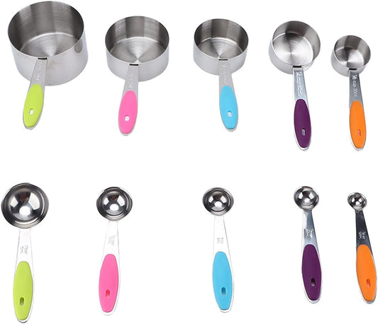 Gadget da cucina 10 pz/set cucchiaio in acciaio inox utensili da cucina con manico in silicone fibbia rimovibile