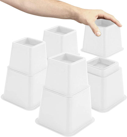 Utopia Bedding Premium Adjustable Riser - 8 Pieces (4 Tall and 4 Short) - Durable Riser with Strong Space Saving - Bed Riser, Table Riser, Chair or Sofa Riser - (8 to 20 cm) (White)
