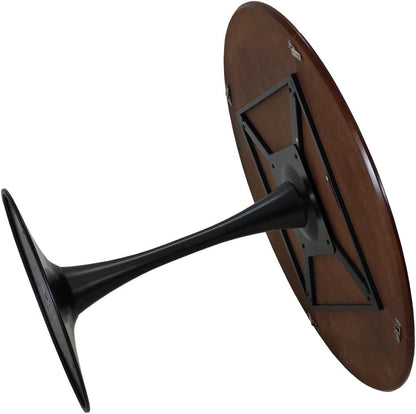 OCACA 47,24" Modern Round Dining Table, Four Patchwork Tabletops with Solid Wood Grain Table Top, Metal Base Dining Table, End Table Leisure Coffee Table (marrone)