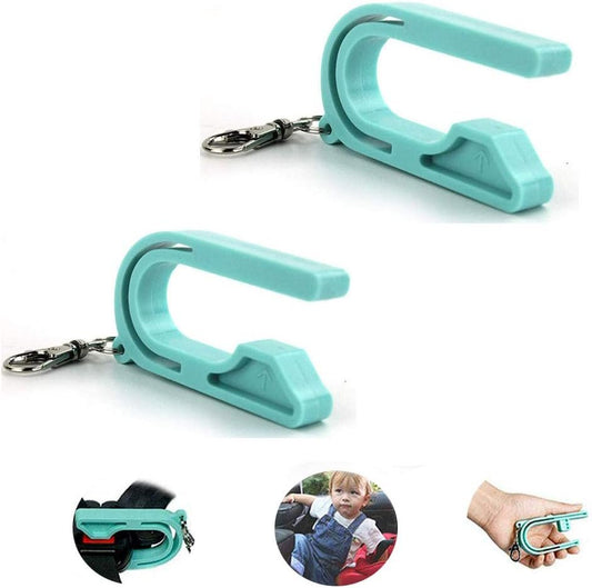The Car Seat Key Car Seat Safety Buckle Key Chain Anti Escape Child Safety Belt Keychain Easy Buckle Release Tool (2pcs, Light Blue)