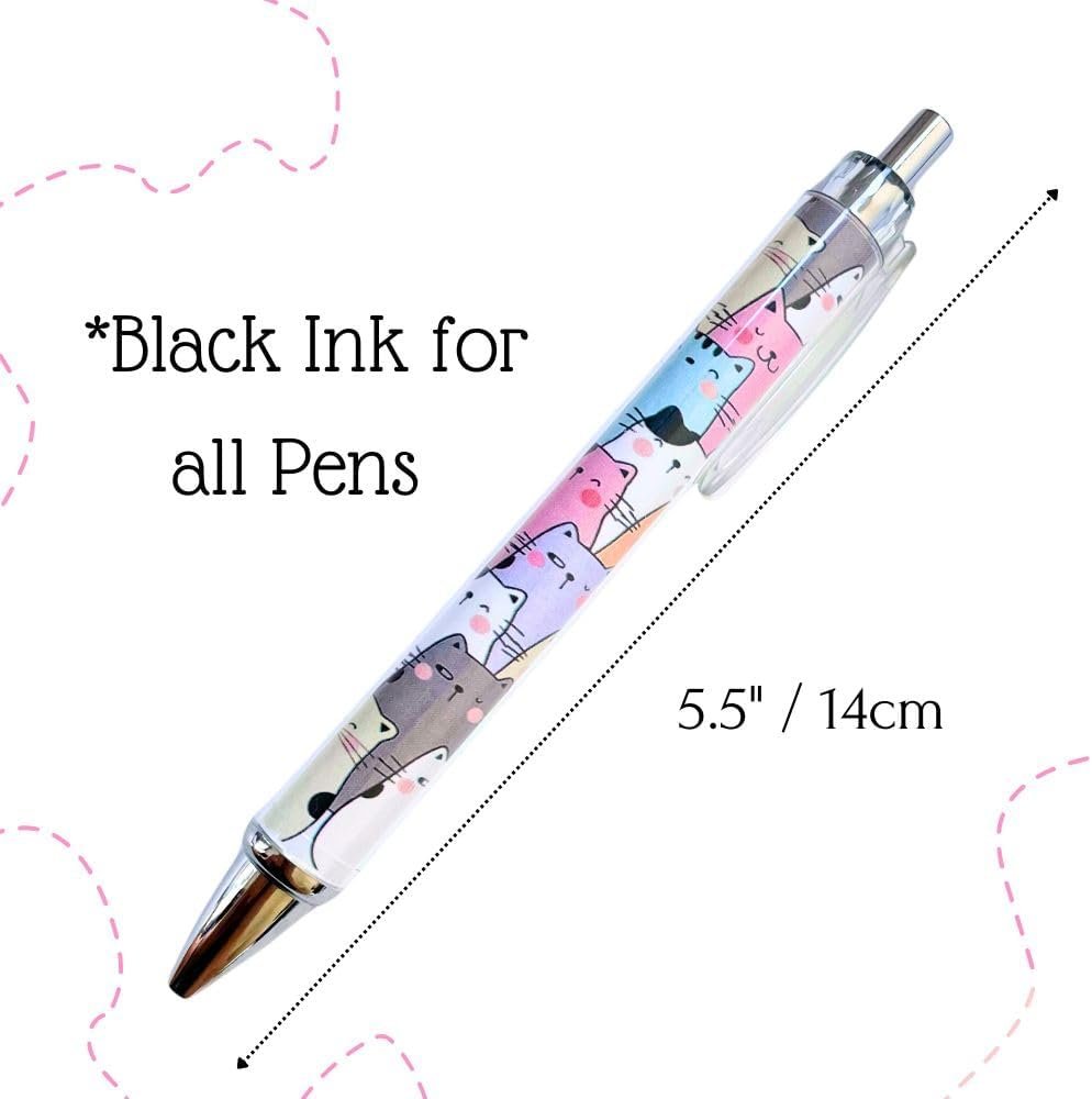 10PC Cat Ink Pens Set Cute Kawaii Funny Cats Kitty Themed Paw Ballpoint Gel Pen School Stationary Notebook Diary For Women Lovers Office Worker Supplies Stuff Clipboard Decor Desk Accessories Gifts