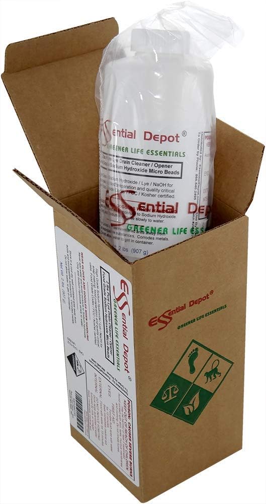 ESSENTIAL DEPOT Pure Lye Drain Cleaner/Opener 2 lbs. - 2 lbs net weight - Unscented - Solid - Drain Cleaner