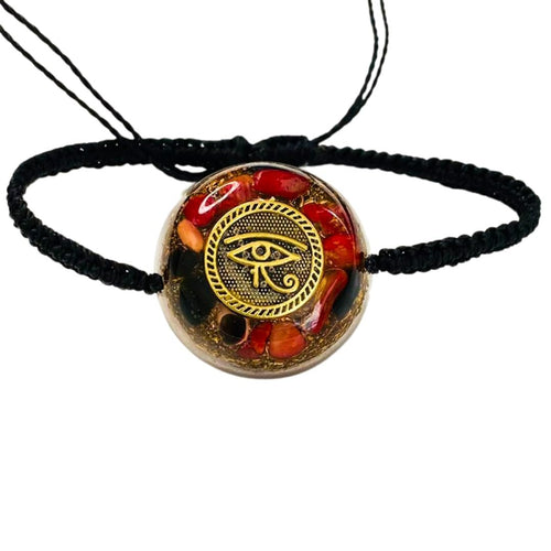 Orgone Bracelets Eye of Horus Amulet Protection Orgonite Black Tourmaline Pyrite Chackra Healing Crystals Men Women Yoga Meditation Reiki SBB Coil Handmade Arte Orgones Design