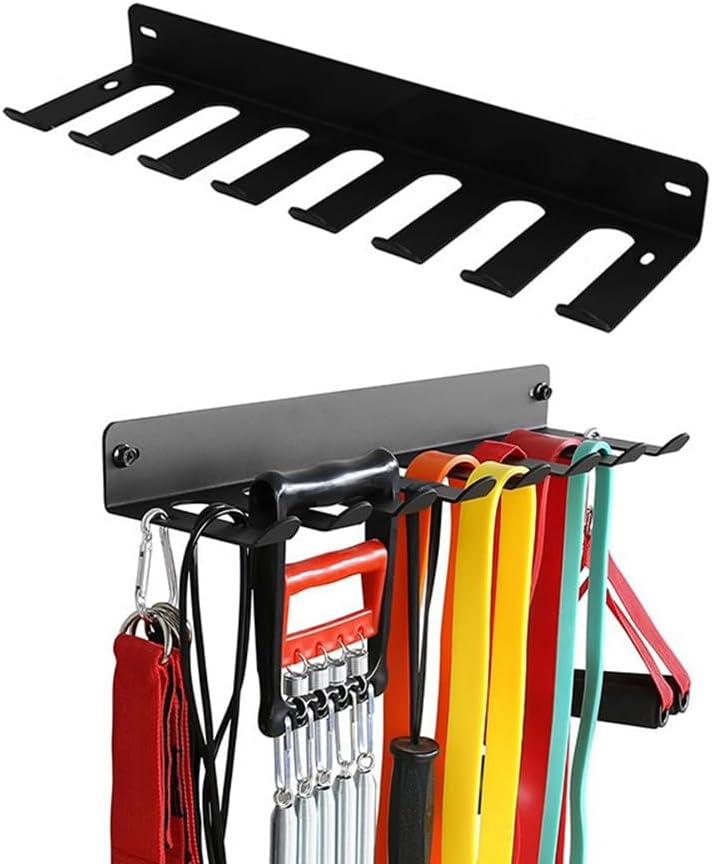 Multi- Gym Storage Rack,Hook Heavy-Duty Steel Gym Organizer Wall Mount Hanger for Home and Pro 17 Inches Black