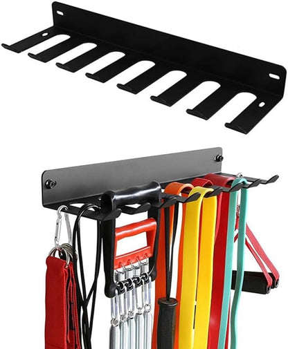 Multi- Gym Storage Rack,Hook Heavy-Duty Steel Gym Organizer Wall Mount Hanger for Home and Pro 17 Inches Black