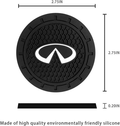Kacichi Car Interior Accessories for Infiniti Cup Holder Insert Coaster - Silicone Anti Slip Cup Mat for Infiniti QX50 Q50 Q70 Q70L Q60 QX30 QX60 QX80 (Set of 2, 2.75" Diameter)