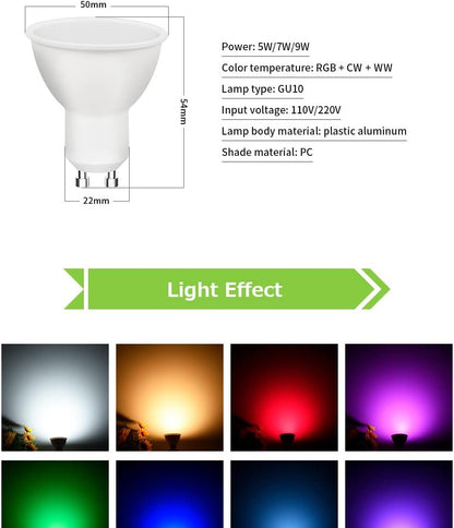 UanTii Smart WiFi GU10 LED Lighting Bulb Tuya Smart Spot Lighting lamp 5W App Remote Control Compatible with Alexa Google Home Siri (1), UT-GU1001