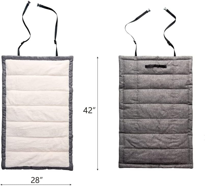 VMGreen Outdoor Dog Bed, Portable Dog Travel Mat, Rollup Pet Camping Gear, Crate Pad with Carry Handles for Large Dog, Super Soft, Machine Washable, 42 * 28” Grey