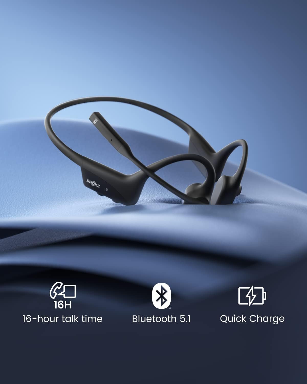 SHOKZ OpenComm2 UC - Bone Conduction Bluetooth Stereo Computer Headset with Boom Mic - USB-C Compatible with PC and Mac - Zoom Certified