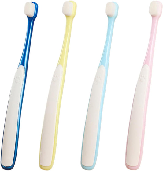 Pet Toothbrush, 4X Teeth Cleaning for Dogs, Soft Bristles Teeth Brushing Kit, Wide Head Pet Oral Care Supply for Daily Use, Home and Travel, 6.1 x 0.59 inches