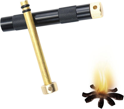 Metal Fire Piston Fire Starter,Fire Piston Fire Starter - Survival Gear and Equipment, Camp Fire Starter Survival Tool for Campfire, Wood Stove Znet-au