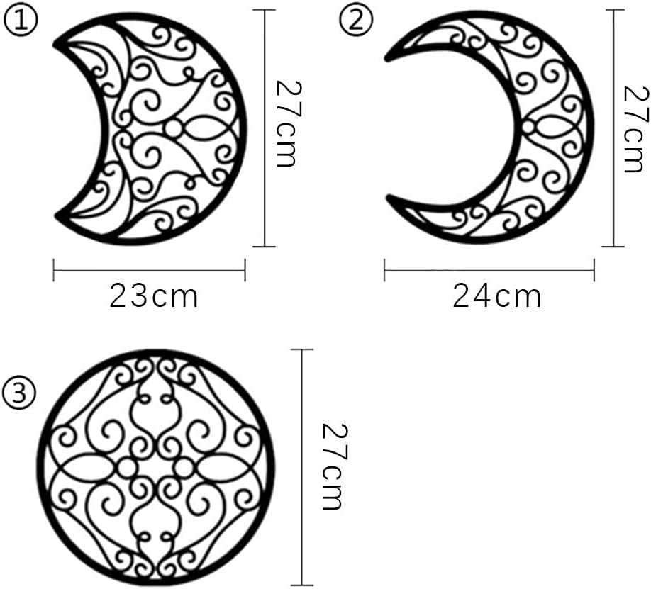 Moon Wall Decoration, Moon Phase Wall Art Decoration Hanging (5 Pieces) Nordic Wood Moon Appearance Natural Design Moon Interior, Boho Bedroom Decor Home Wall Decor (Black)