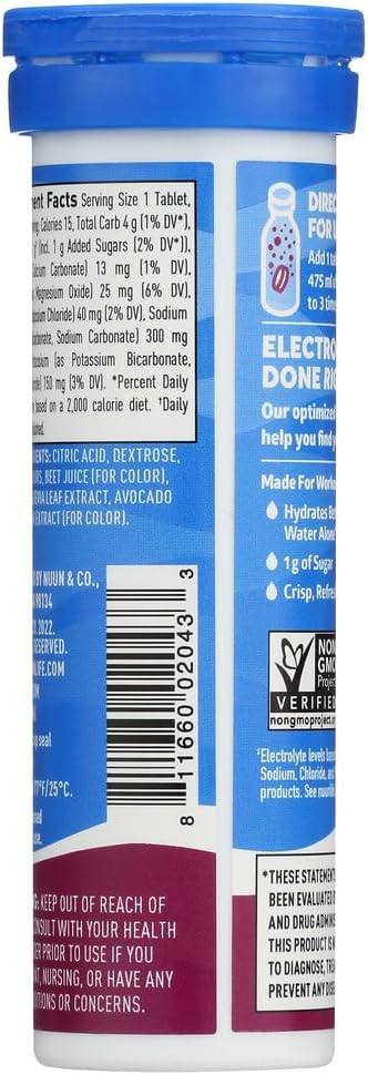 nuun Hydration Tri-Berry Electrolyte Enhanced Drink Tabs (6-Pack of 10 Tablets)