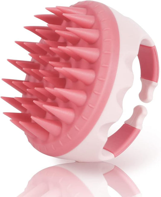 Scalp Massager Shampoo Brush for Dandruff Removal,Hair Brush Scrubber, Hair Washing Scalp Exfoliator Brush for Hair Growth，Ultra-long Silicone Bristles, Easily Reach the Root of Thick Curly Hair (Pink 2)