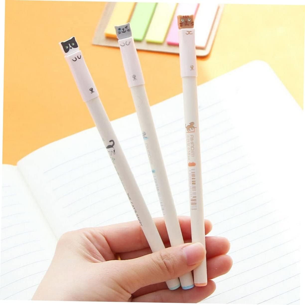 STOBOK Cute Cat Gel Pens 0.38mm Black Ink Japanese Stationery for Office School