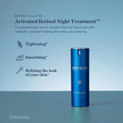 Beverly Hills MD Activated Retinol Night Treatment - Gel Serum for Tightening, Smoothing, Refining Look of Skin on Face and Neck w/Retinol, Ceramides