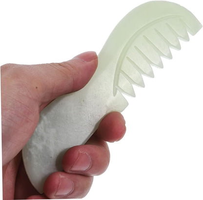 Ipetboom 2Pcs Jade Scalp Massage Comb Jade Combs for Relaxation and Muscle Relief Unique Design for Scraping Promote for Daily Use