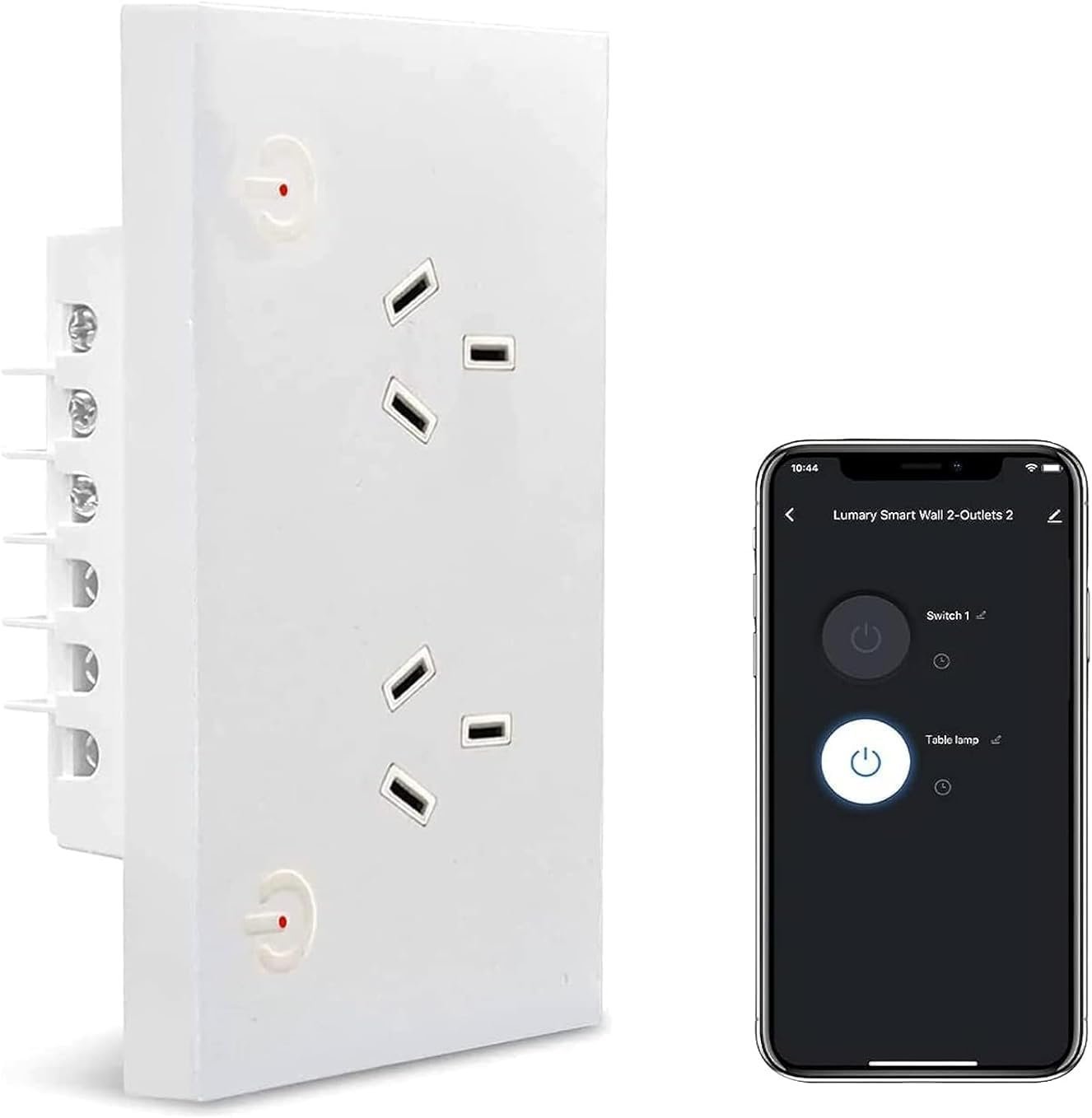 Zauzau Matter Smart Wall Socket, 118mm Wall Plug, 16A Plug Work with Apple Homekit, Siri, Alexa, Google Home,Smart Socket, Smart Home Automation, Remote Control, Timer, 2.4G Wi-Fi Only (1 Pack)