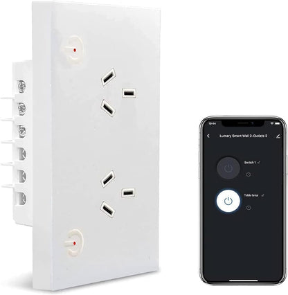 Zauzau Matter Smart Wall Socket, 118mm Wall Plug, 16A Plug Work with Apple Homekit, Siri, Alexa, Google Home,Smart Socket, Smart Home Automation, Remote Control, Timer, 2.4G Wi-Fi Only (1 Pack)