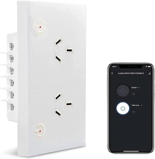 Zauzau Matter Smart Wall Socket, 118mm Wall Plug, 16A Plug Work with Apple Homekit, Siri, Alexa, Google Home,Smart Socket, Smart Home Automation, Remote Control, Timer, 2.4G Wi-Fi Only (1 Pack)