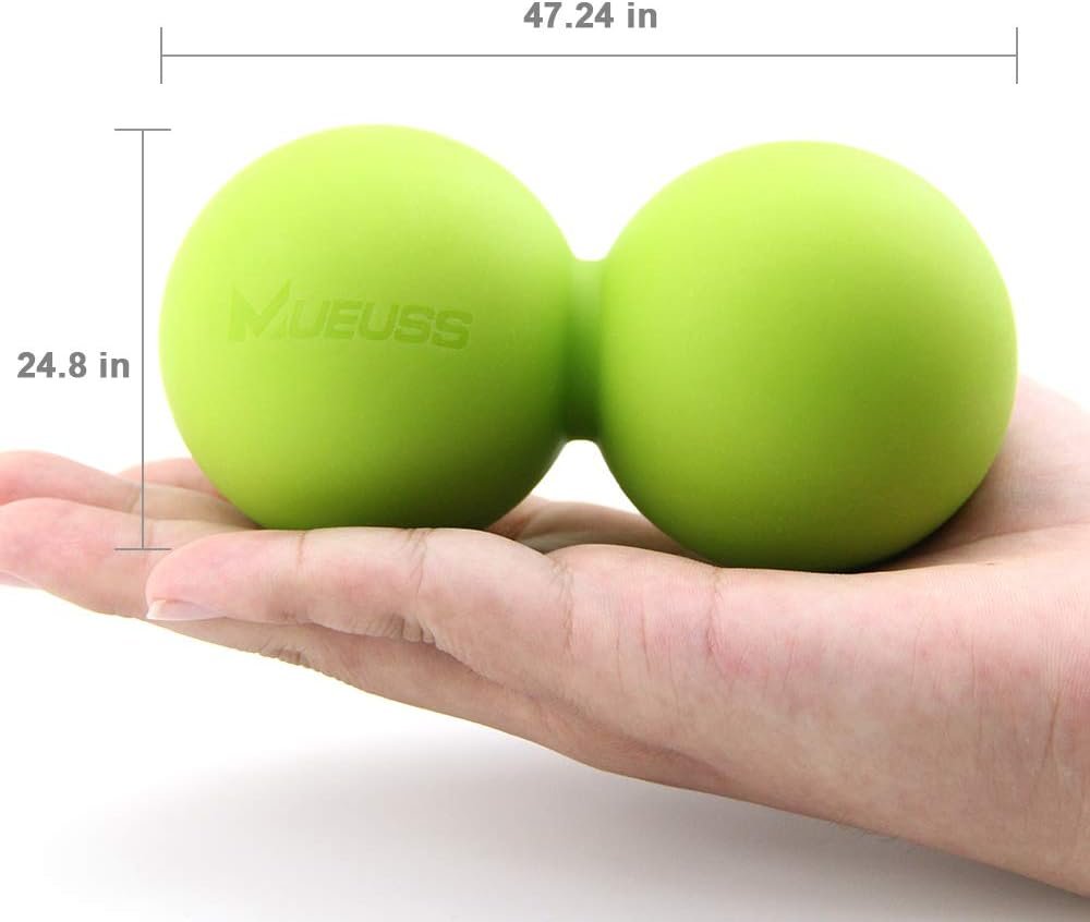 MUEUSS Massage Ball Double Lacrosse Ball Peanut Massage Ball & Mobility Ball for Physical Therapy - Deep Tissue Massage Tool for Myofascial Release, Muscle Relaxer, Acupoint Massage 1 Pack, Green