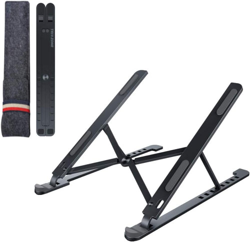 Portable Laptop Stand, Aluminium Alloy Multi-Angle Height Adjustable Tablet Holder, Anti-Slip Foldable Ergonomic Computer Riser Fits MacBook, iPad, 10-17 inch Notebook (Grey)